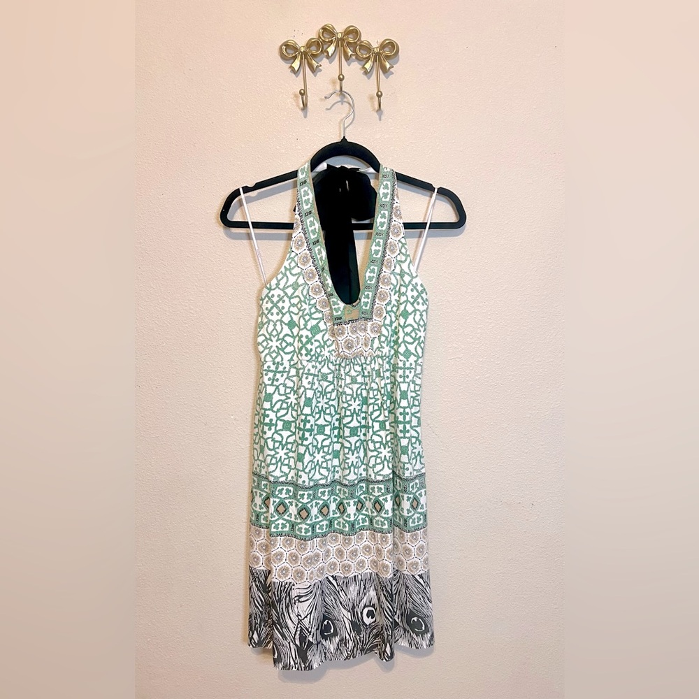 Language Green and White Mini Dress